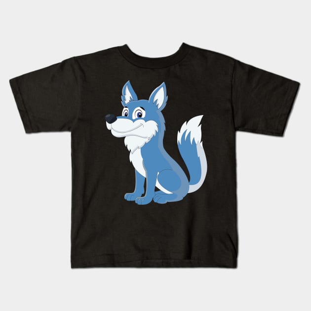 Cartoon Wolf Classic Kids T-Shirt by Okuadinya